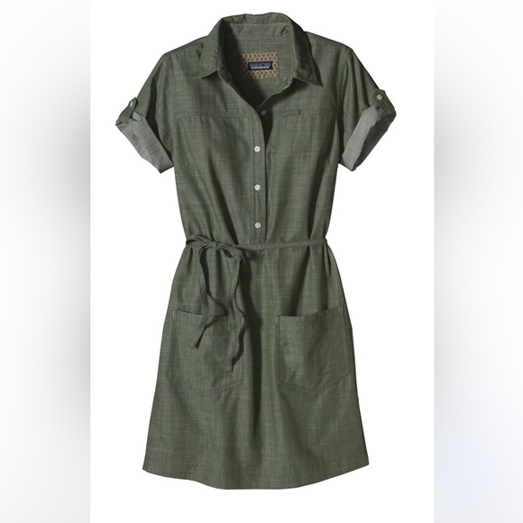 Patagonia Dresses & Skirts - Patagonia Green Button-Up Cotton Dress
